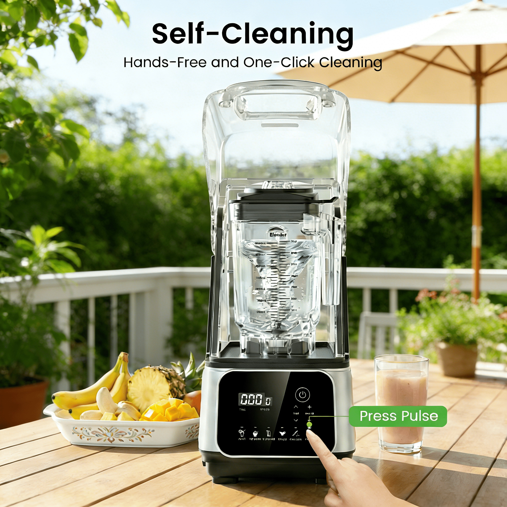 XUTUMM 68oz Commercial High Speed Blender with Self-Cleaning, Overheat Protection & Touch Screen Control, Soundproof Cover, 110V Compatible for Home & Commercial Use