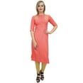 thumbnail image 3 of Atasi Women's Peach Rayon Embroidered Kurti Churidar Straight Cut Salwar Suit - 14, 3 of 9