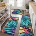 thumbnail image 2 of Colorful Tropical Leaf Pattern Kitchen Rugs Sets Of 3,Kitchen Runner Rugs Non Skid Washable,Decorative Kitchen Floor Mats for Kitchen,Sink,Laundry,17"x30"+ 17"x47" + 17"x59", 2 of 6