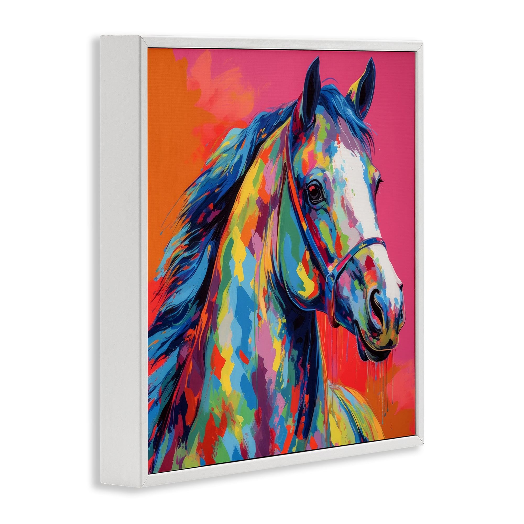 Stupell Industries Abstract Hue Horse Animals & Insects Painting White Framed Art Print Wall Art, 24 x 24