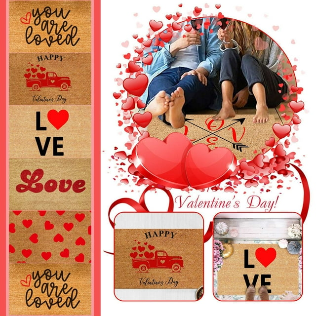Felpudo antideslizante para interior y exterior para la entrada de la puerta de San Valentín y la entrada festiva del baño de San Valentín