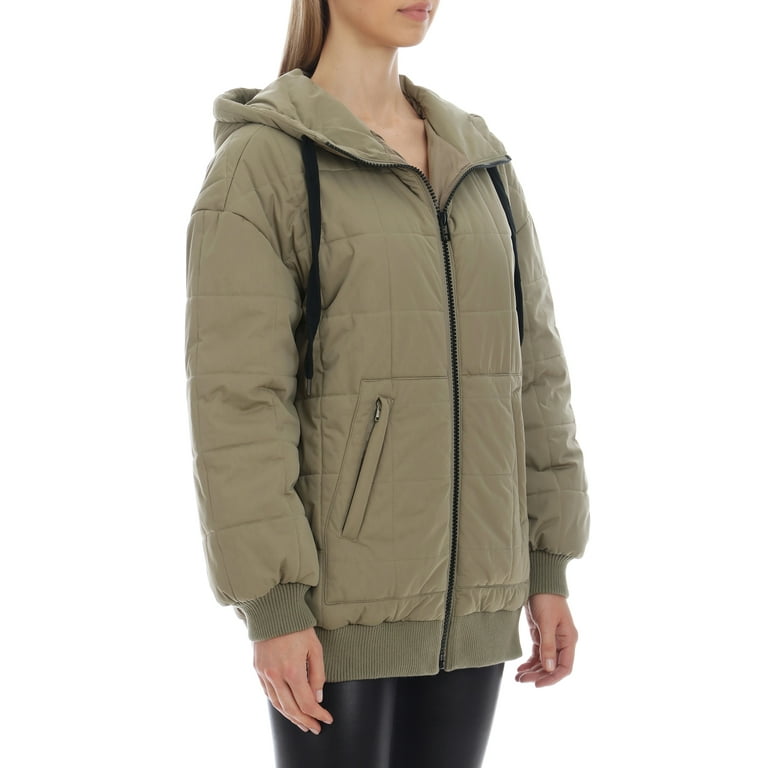 Avec Les Filles Women's Water-Resistant Quilted Hoodie Jacket 
