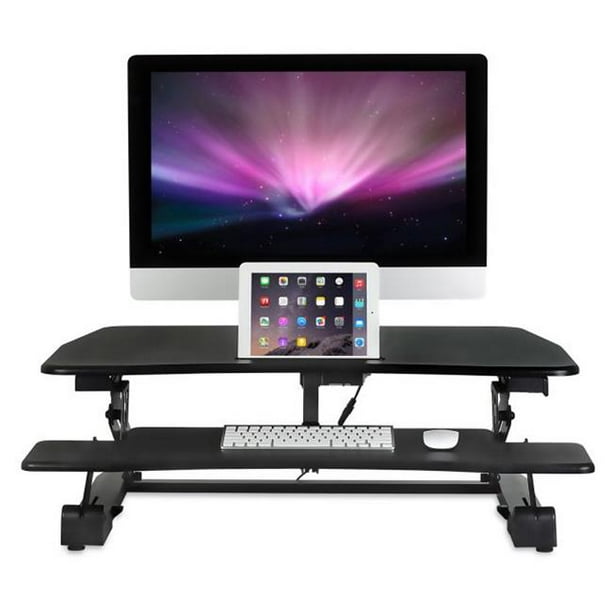 MountIt MI7927E Electric Sit Stand Workstation Standing Desk Converter, Black