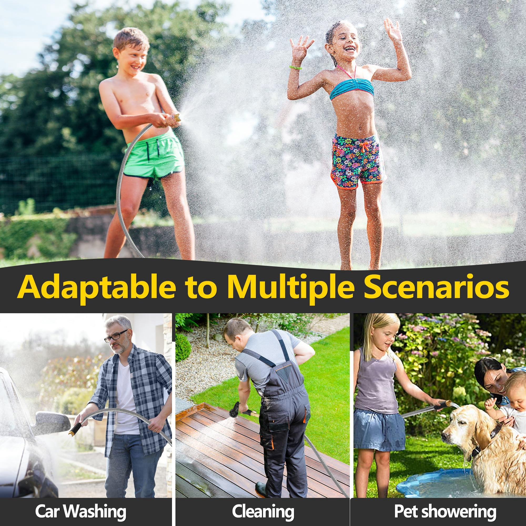 100 ft Stainless Steel Garden Hose - 2026 New Upgraded Metal Water hose - Flexible Water Hoses Pipes with Latex Core, 3/4" Solid Brass Connector - No-Expandable Watering Garden Hoses