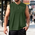 thumbnail image 2 of MOJOGO Men's Tank Top Loose Sleeveless Shirt Colloard Tops with 3 Buttons Breathable Cotton Blend Tees for Beach & Travel 2XL, 2 of 5