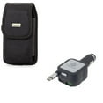thumbnail image 1 of Car Charger + Case Belt Clip for Motorola One 5G Ace Phone - Retractable 4.8Amp Type-C 2-Port USB and  Rugged Holster Canvas Cover Combo for Motorola One 5G Ace, 1 of 10