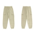 thumbnail image 3 of Wangsaura Men's Fall Loose Cargo Pants with Pockets Soft Fashion Solid Cuffed Drawstring Casual Pants, 3 of 8