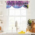 thumbnail image 4 of Tie Up Valances for Windows, Spring Flowers Adjustable Valance Curtains Window Treatment for Living Room, Purple Vine Lake Boat Grass Vintage Oil Painting Rod Pocket Kitchen Curtains 42x12 Inch, 4 of 9