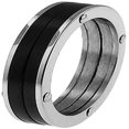 thumbnail image 1 of Stainless Steel With Black Stripes Inlay Center Ring, 1 of 1