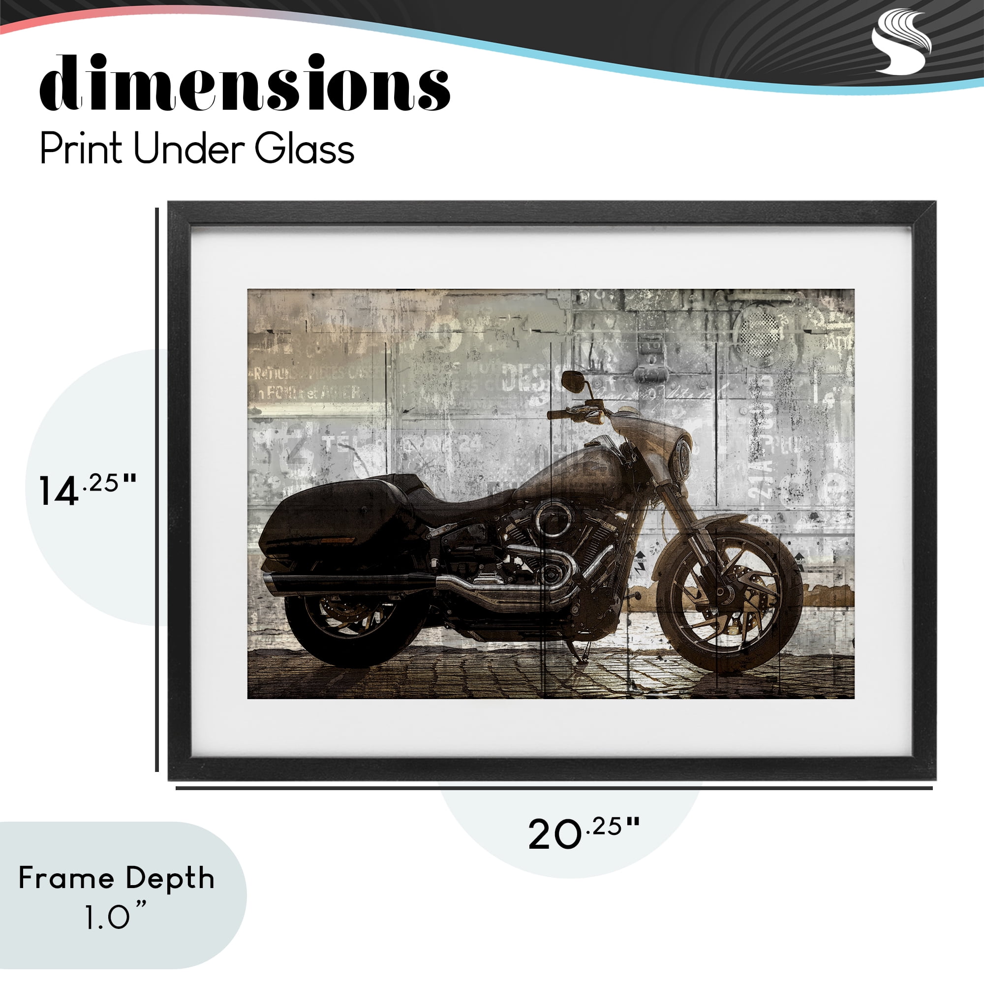 Stupell Industries Sunset Ride Motorcycle Black Framed Print Under Glass, design by Kim Allen