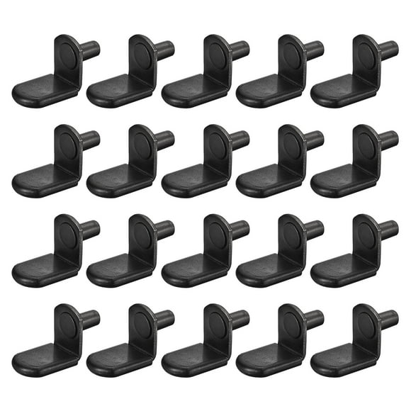 Shelf Support Pegs, 25 Pack 5mm L-Shaped Shelf Pin with Rubber Sleeve, Black