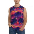 thumbnail image 2 of Picia Retro Palms mens Cotton Tank Undershirts , Moisture-wicking Ribbed Tanks, Lightweight Cotton Tank Undershirts-Medium, 2 of 8