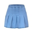 thumbnail image 4 of Krdevn Jupe Mini Plissée en Denim pour Femmes Design Décontracté Mode Urbaine Ligne A Confortable Taille Extensible Tenue d'Été, Taille:S, 4 of 5