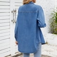 thumbnail image 6 of ZJXFGS Women's Denim Shirts Oversized Button Down Jean Shirts Shacket Ripped Distressed Coat for Women Blue XL, 6 of 8