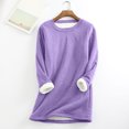 thumbnail image 2 of DTBPRQ Women's Sherpa Lined Sweatshirts Casual Crewneck Fleece Pullover Winter Warm Thick Long Sleeve Tops, 2 of 7