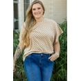 thumbnail image 6 of Plus Size Women's Khaki Checkerboard Short Batwing Sleeve Round Neck T-Shirt | [ZhiHiMeRi] | (US 14W-16W)1X, 6 of 12