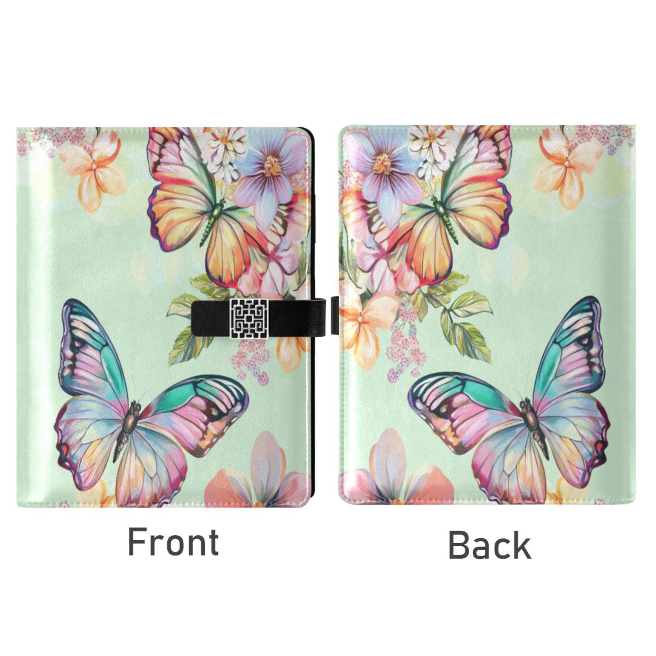 Leather Planner Leather Notebook Notebook Journal Binder Design Pen Pocket Design Convenient for Storage Beautiful Pale Green Butterfly