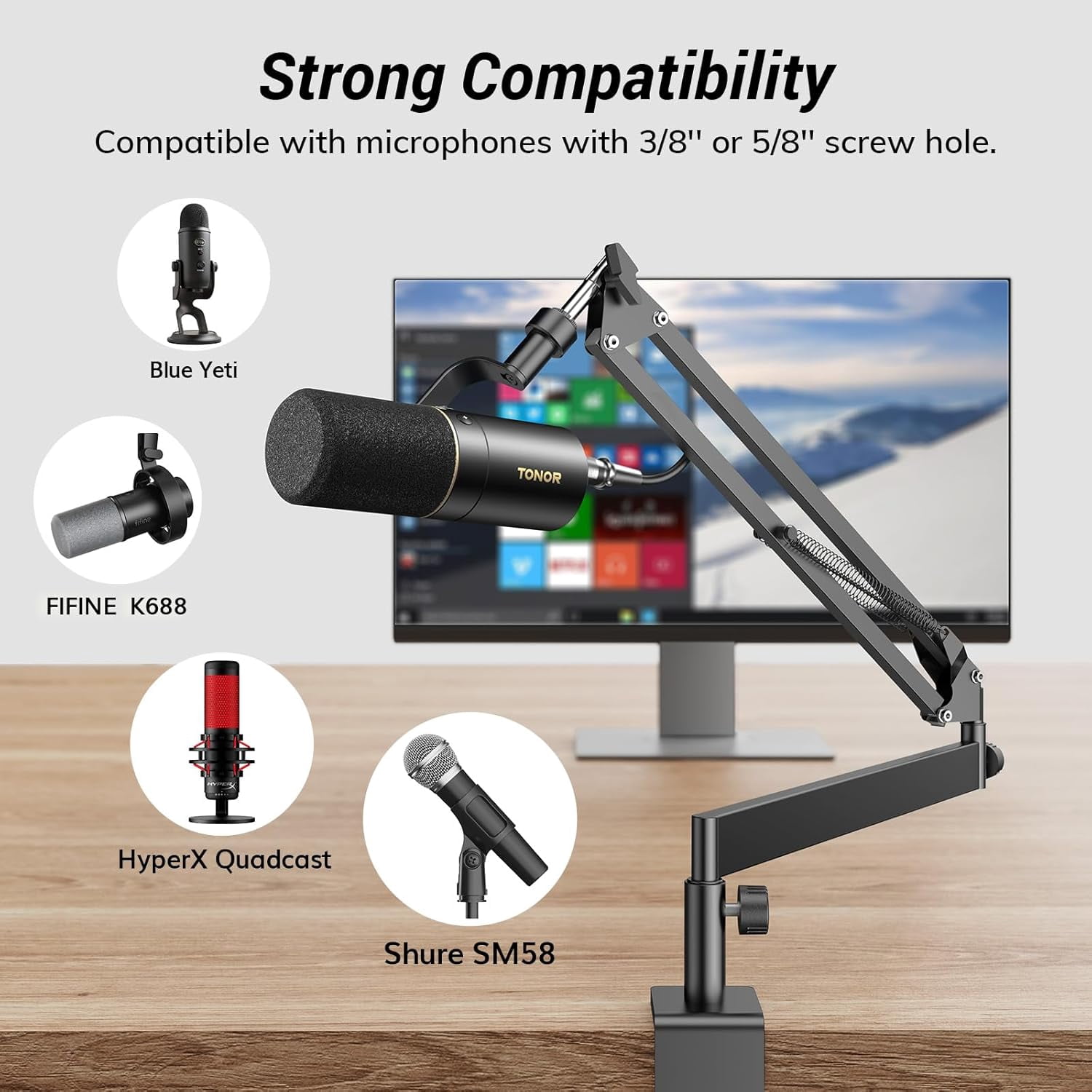 TC-777 USB Microphone with T20LP Low   Arm, Cardioid Condenser PC Gaming Mic for Streaming Podcasting
