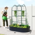 thumbnail image 3 of Galvanized Metal Raised Garden Bed with Arched Trellis 5x3x6ft Planter Box Open Bottom Dark Gray, 3 of 7