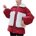 thumbnail image 2 of WREESH Women Pocket Zipper Integrated Color Block Warm Cotton Jacket, 2 of 4