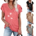 thumbnail image 4 of WREESH Fashion Summer T-Shirt with Petal Sleeves Women's V-Neck Short Sleeve Blouse Black, 4 of 5