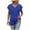Blue, variant on Women's Summer Fashion Casual V Neck Low Neckline Short Sleeved Solid Color Printed Loose T Shirt Top, S,