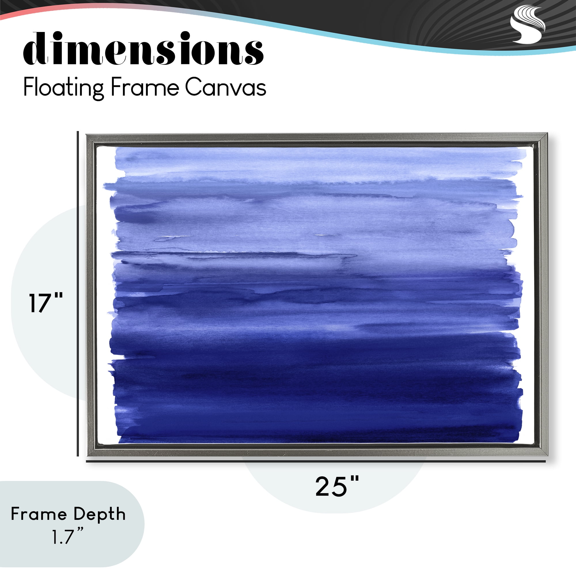 Stupell Industries Oceanic Ombre Blue Gray Framed Floater Canvas Wall Art, design by Allie Corbin