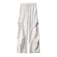 thumbnail image 2 of Blmnix Palazzo Pants Men Low Rise Cargo Pants Travel Pants Baggy Pant Wide-Leg Gray Long Men's Casual Pants,M, 2 of 5