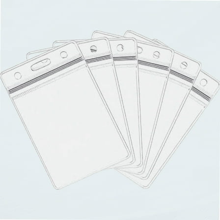 6 pcs ID Card Holder - Heavy Duty Clear Vertical Vinyl PVC with Waterproof Type Resealable Zip & ID Card Holder Hard Plastic - Badge Holders, Plastic Single Layer Thickness 0.8mm