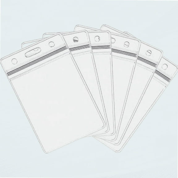 6 pcs ID Card Holder - Heavy Duty Clear Vertical Vinyl PVC with Waterproof Type Resealable Zip & ID Card Holder Hard Plastic - Badge Holders, Plastic Single Layer Thickness 0.8mm