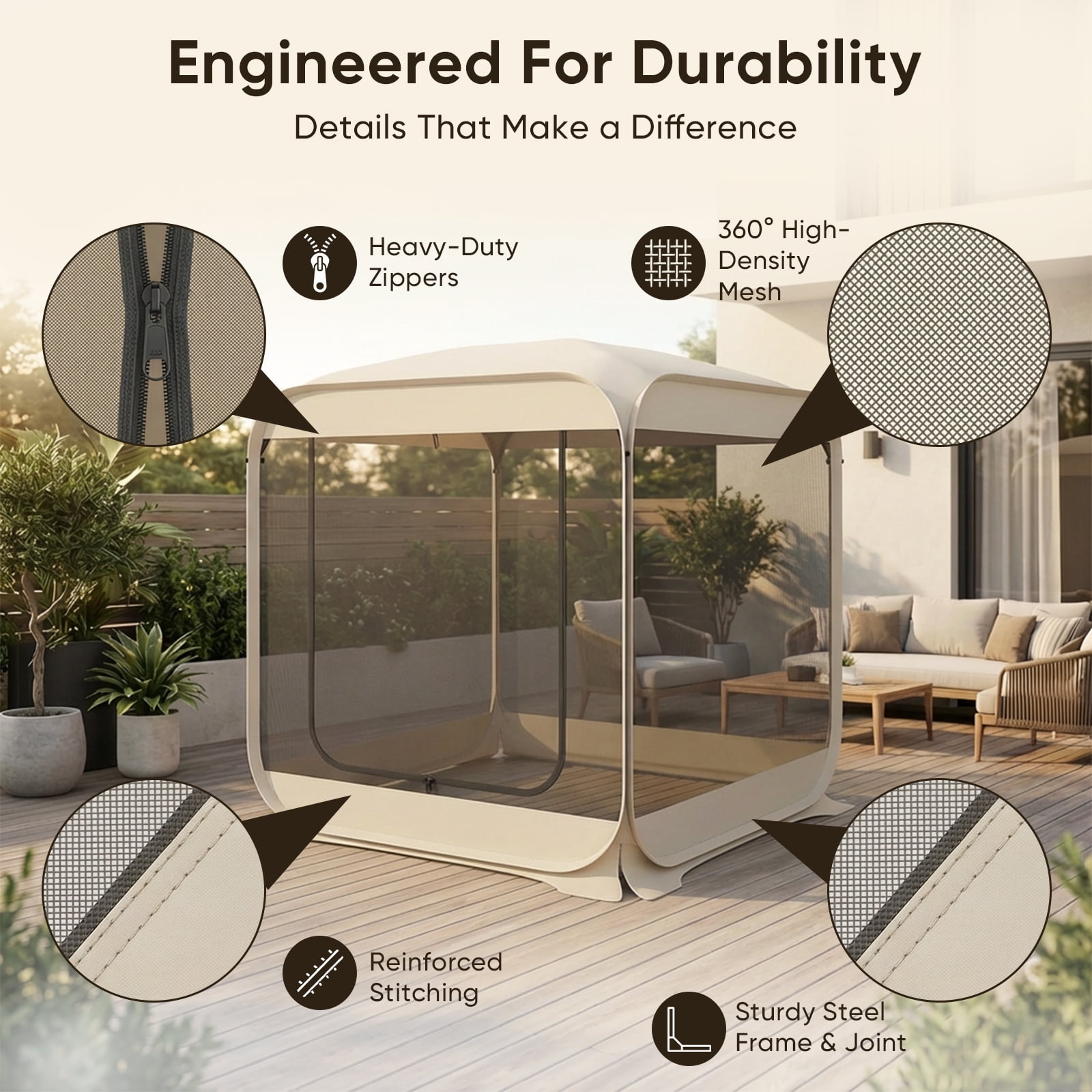 TABU Screen House Tent, 6x6ft Pop up Screen Tent, 4-5 Person Screened Canopy Tent with Carry Bag for Backyard & Outdoor Activities