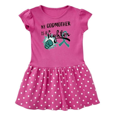 

Inktastic Ovarian Cancer Awareness My Godmother is a Fighter Gift Toddler Girl Dress