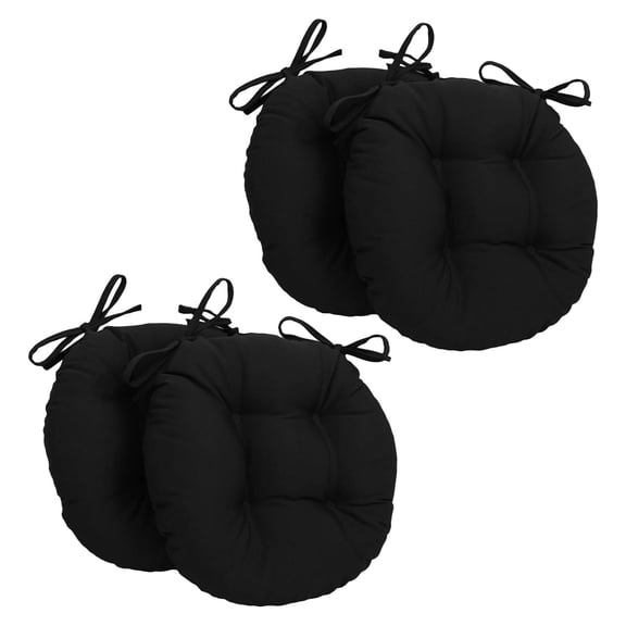 Drevy 16-inch Twill Round Chair Cushion, 4 Count (Pack of 1), Black
