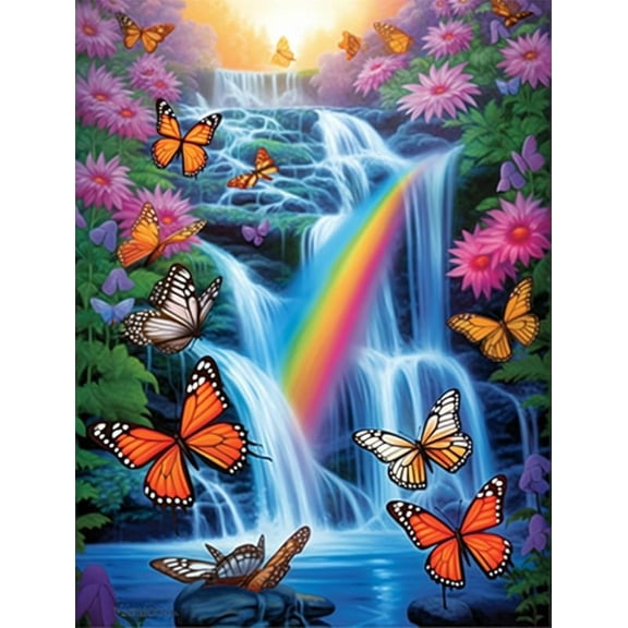 Jigsaw Puzzles 500 Pieces Butterflies Paradise Stream Rainbow Formation Wooden Toys Entertainment Props for Friend Home Decoration gift