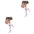 thumbnail image 2 of Minnieouse Rayas Calcetines altos Sobre la rodilla Calcetín Botas JK Legwarmers Día de San Valentín para diario Fiesta de Halloween Blanco raya negra blanca 2Conjunto, 2 of 6