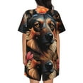 thumbnail image 6 of Daiia Colorful Flower German Shepherd Pattern Womens Pajama Sets Short Sleeve Pajamas for Women Sets Soft Lounge Sets Casual Round Neck Sleepwear PJS-Small, 6 of 7