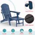 thumbnail image 6 of Hidpriva Outdoor Folding Adirondack Chair Set of 2 with Ottoman and Cup Holder, HDPE Weather Resistant Fire Pit Chair with Retractable Footrest, Blue, 6 of 7