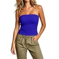thumbnail image 3 of Busydd Going Out Tops for Women Solid Color Strapless Ribbed Tube Top Camisole Crop Tank Tops for Parties M, 3 of 8