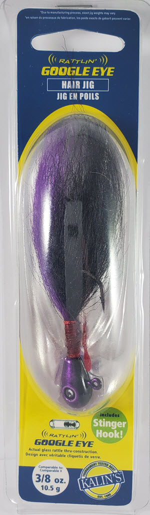 Kalins, Google Eye Hair Jig, 3/8oz, Black/Purple