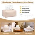 thumbnail image 2 of Minzimin Long Tissue Box Cover, PU Leather Tissue Holder Rectangle, Facial Paper Organizer, Modern Dispenser for Bathroom, Kitchen, Home, Office, Tabletop 9.5’’x5’’x5’’, 2 of 5