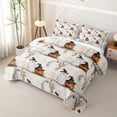 thumbnail image 3 of Homewish Halloween Witch Pumpkin Quilt Full, Sketch Ghost Full Bedspread Sets, Cream Orange Black, 3 Pieces 1 Bedspread and 2 Pillowcases, 3 of 7
