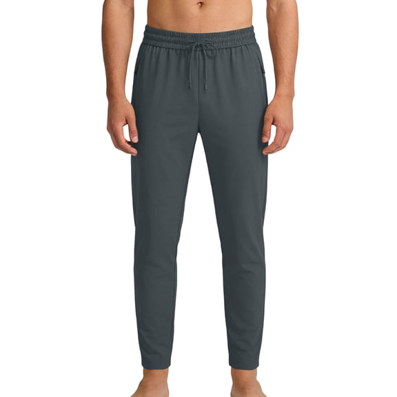 USNSM (L-7XL) Plus Size Athletic Joggers for Men Solid Color Drawstring Waist Stretch Quick Dry Jogging Yoga Pants with Zippered Pocket Gray 6XL