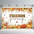 thumbnail image 2 of Friendsgiving Backdrop Happy Friendsgiving Thanksgiving Photography Background Fall Pumpkins Harvest Floral Sunflowers Turkey Thanksgiving Party Decorations Banner Supplies Photo Booth Props, 2 of 4