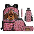 thumbnail image 2 of Yuyamidu Cartoon Dachshund Backpack for Girls 6-8, 1st-3rd Grade, 5-Piece Set with Lunch Box, Pencil Case, Water Bottle Pouch & Keychain, Kawaii Bookbag for Kids Lightweight Sturdy Daypack, 2 of 7