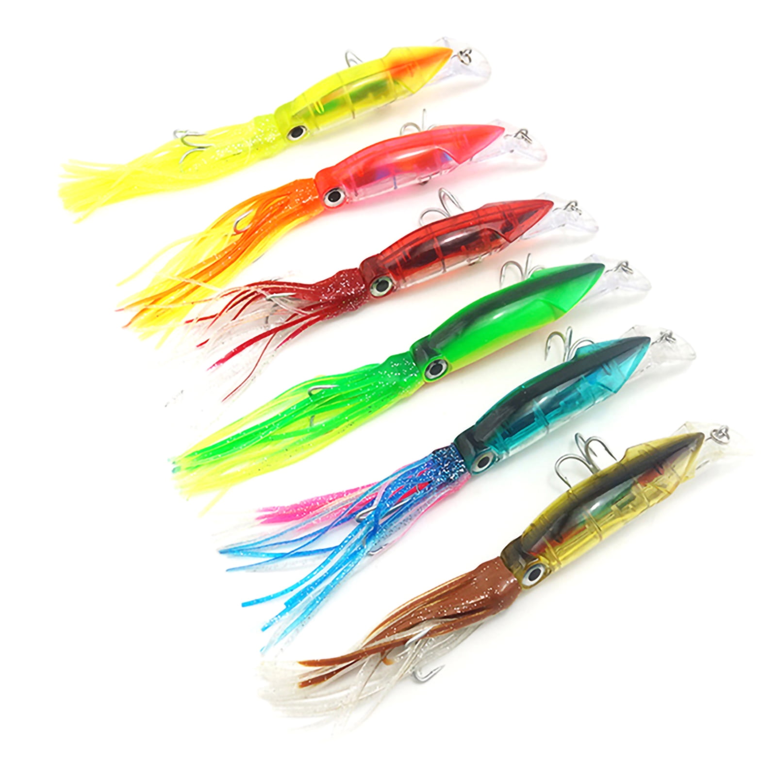 Glow Portable Squid Skirt Lure long tail  Saltwater Octopus Bait Fishing Tackle