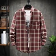 thumbnail image 2 of IWRICH Flannel Shirt for Men Fashion Long Sleeve Plaid Button down Shirt Casual Lightweight Jacket Red XL, 2 of 3