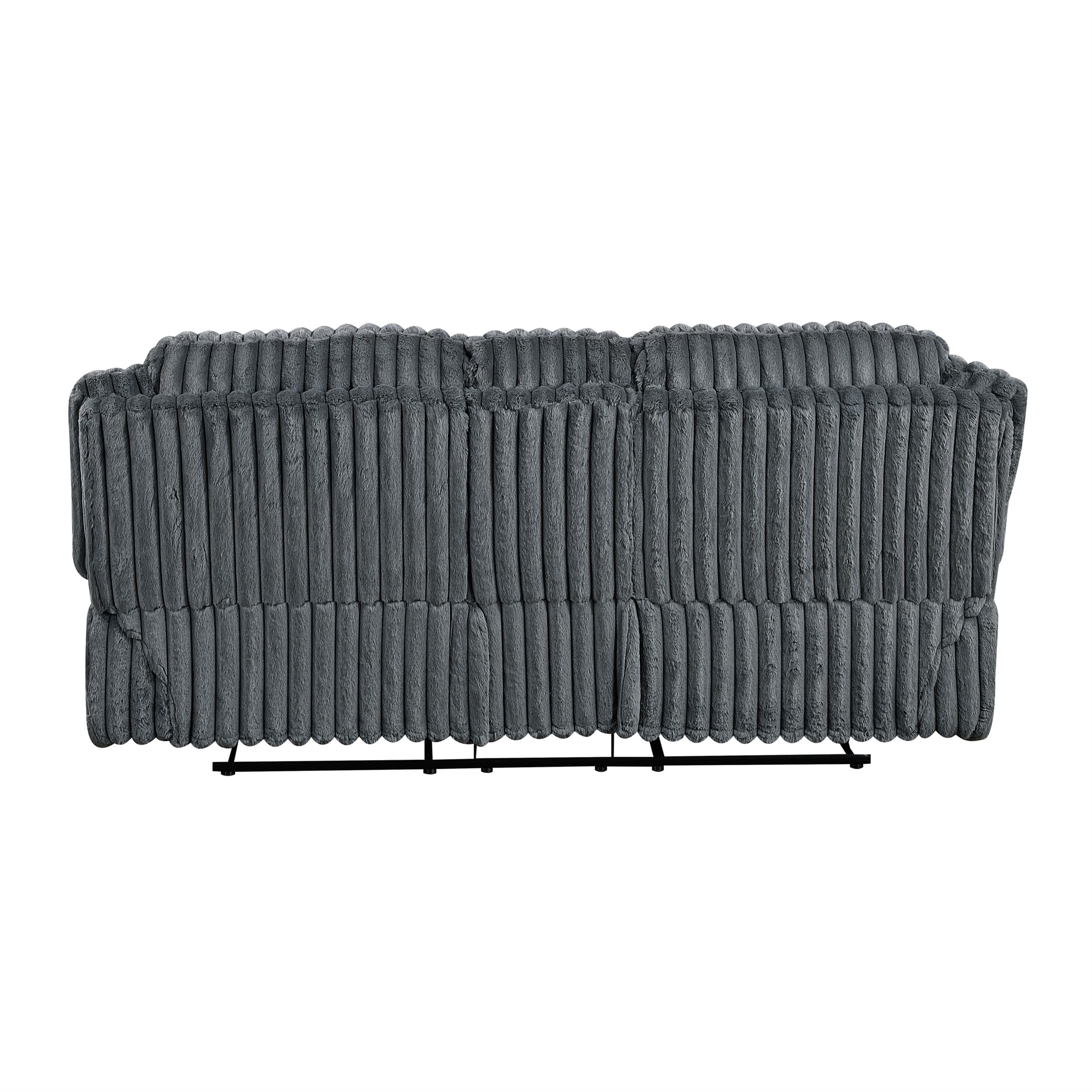 Lexicon Goodland Corduroy Dbl Rclng Love Seat with Center Console in Dark gray