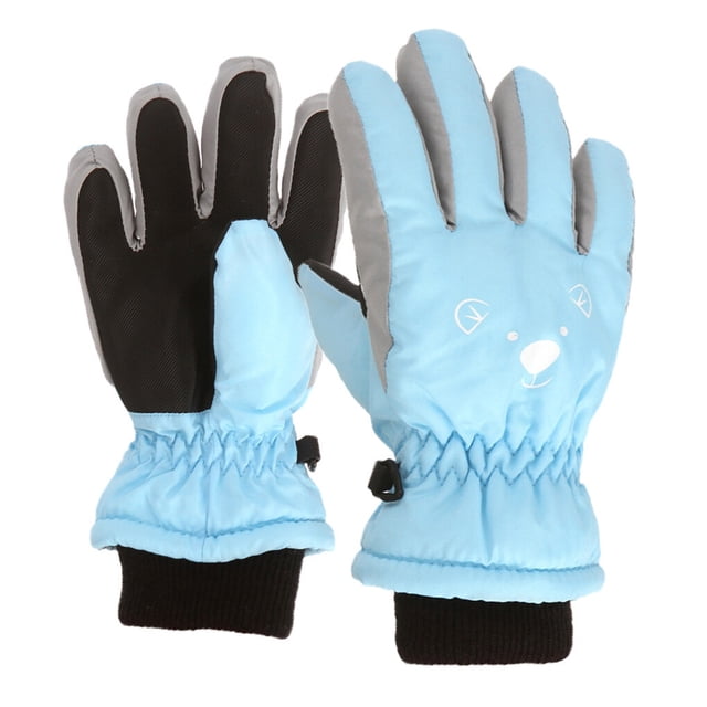Guardurnaity 1 par de guantes de esquí para niños de tela de repuesto para invierno y otoño, guantes impermeables con diseño de animales para guantes y mitones cian