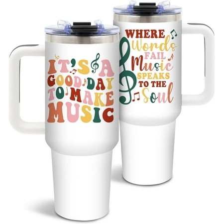 

Music Lover Gifts Teacher Tumbler for Musicians Best Music Gifts for Women Birthday Sound of Musicial Gift for Guitar Players 40 Oz Tumbler with Handle
