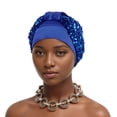 thumbnail image 2 of YHAJDS Women Turban Hat African Muslim Cap Side Rosette Sequin Ethnic Summer Daily, 2 of 3